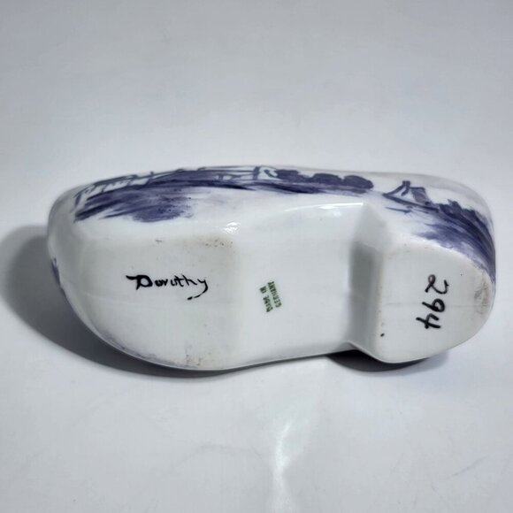Dutch Ceramic Clog Shoe Figurine Hand Painted Blue & White Windmill - Picture 5 of 12